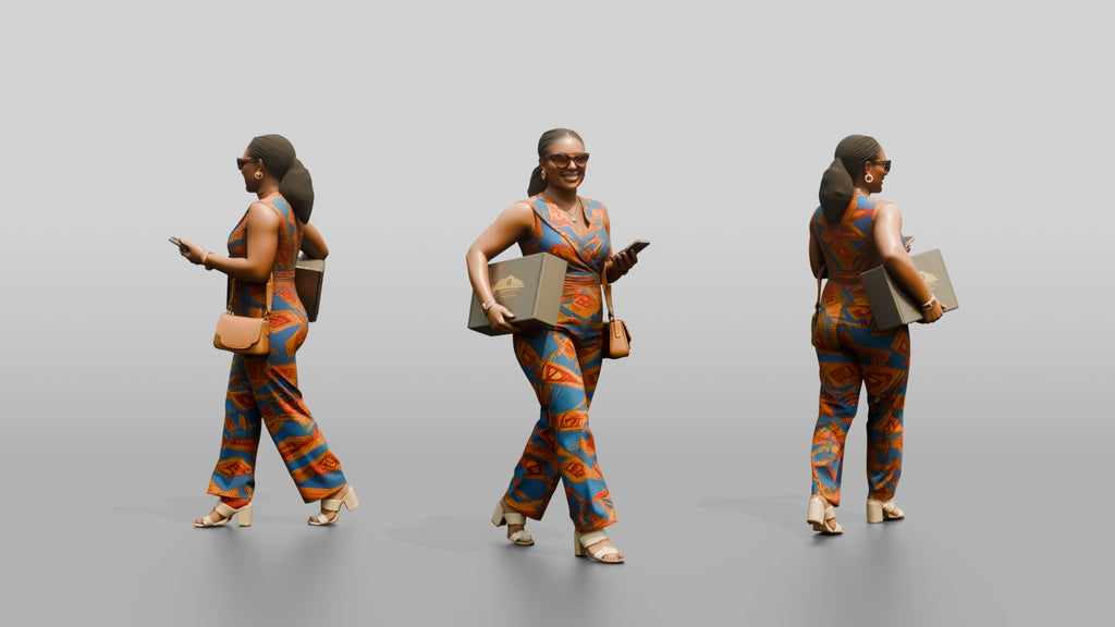 Curvy African Woman in an Ankara Print Jumpsuit