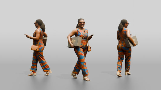 Curvy African Woman in an Ankara Print Jumpsuit