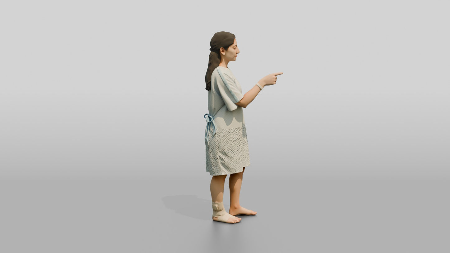 Woman Patient Pointing with an Ankle Injury