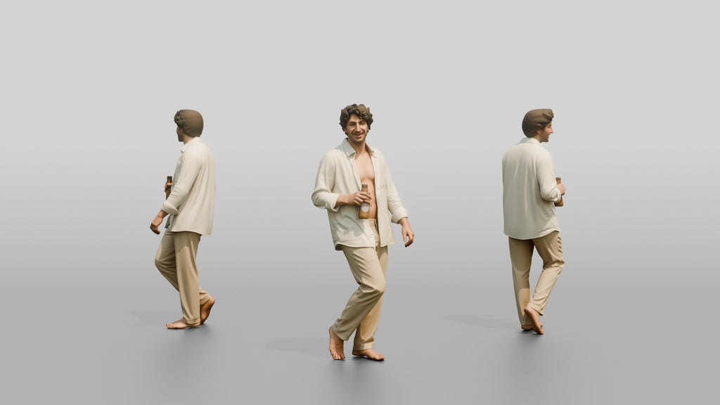 Man Holding a Beer in a White Shirt