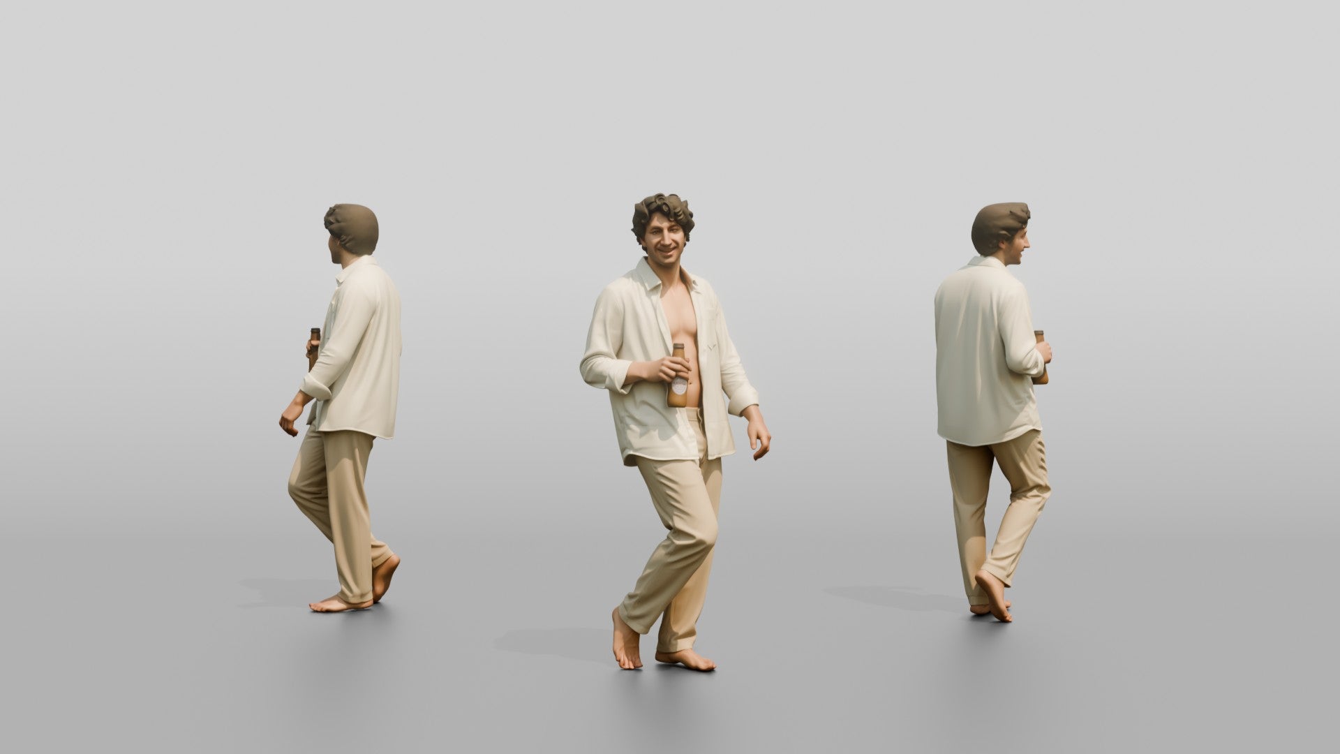 Man Holding a Beer in a White Shirt