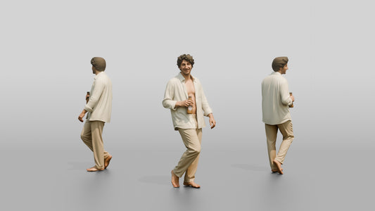 Man Holding a Beer in a White Shirt