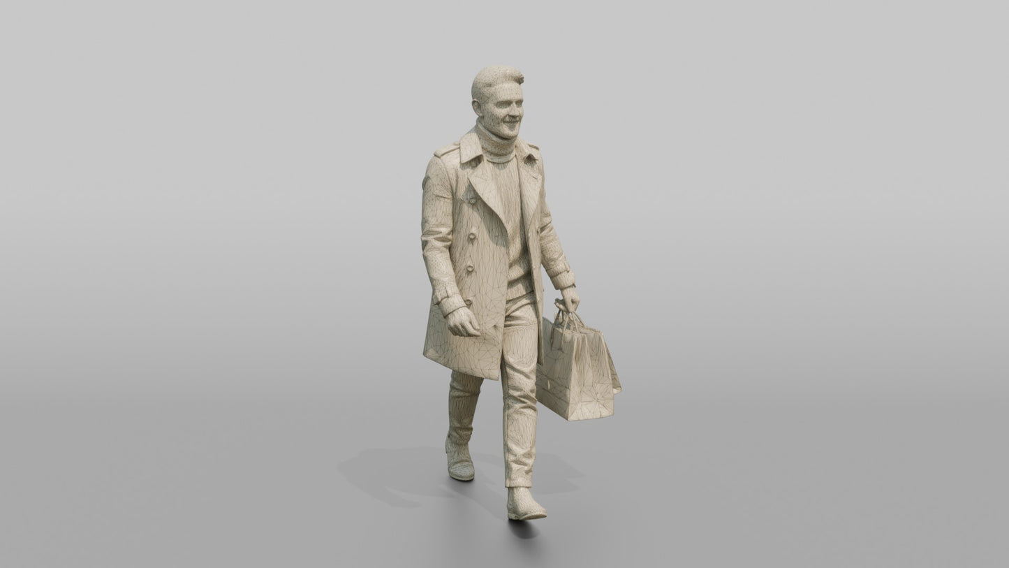 Scandinavian Man Walking in a Trench Coat Over a Sweater