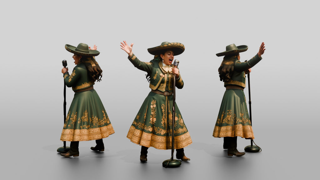Ranchera Singer with Dramatic Hand Pose