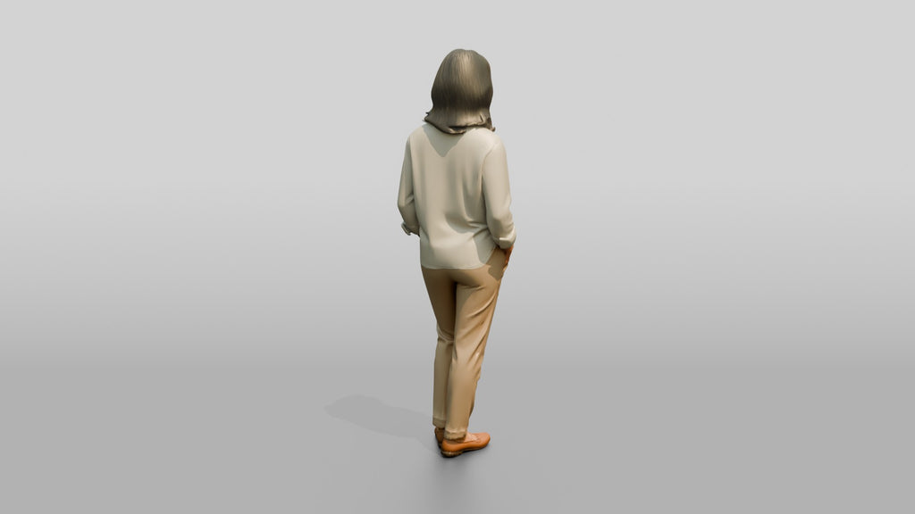 Woman Standing in White Linen
