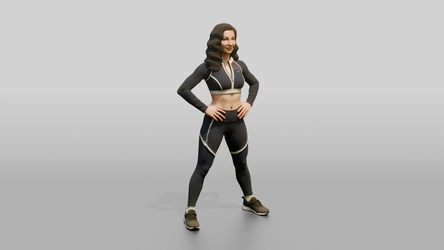 Woman in Black Long-Sleeve Activewear Wide Stance