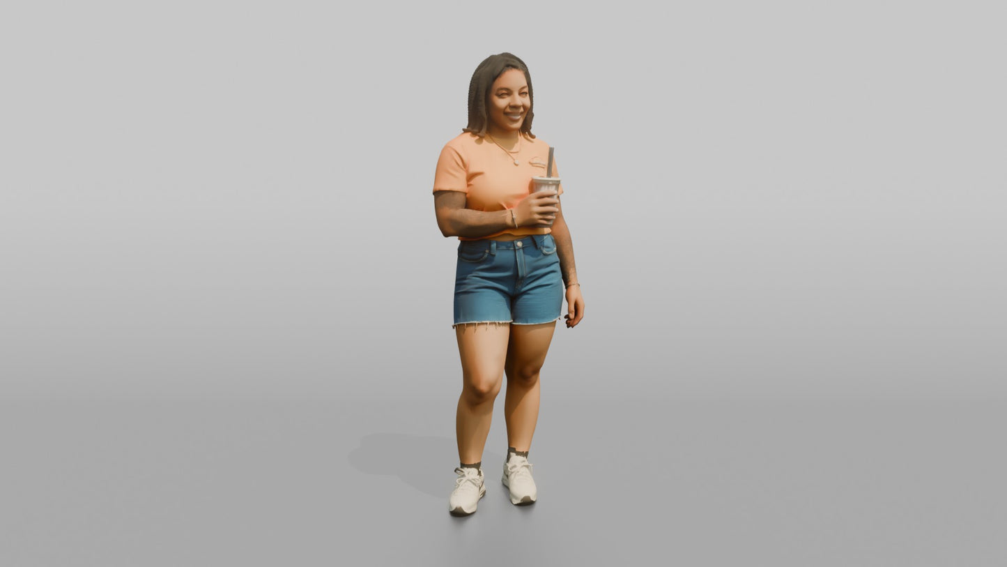 Vacationer Wearing Bright Crop Tee And Casual Shorts