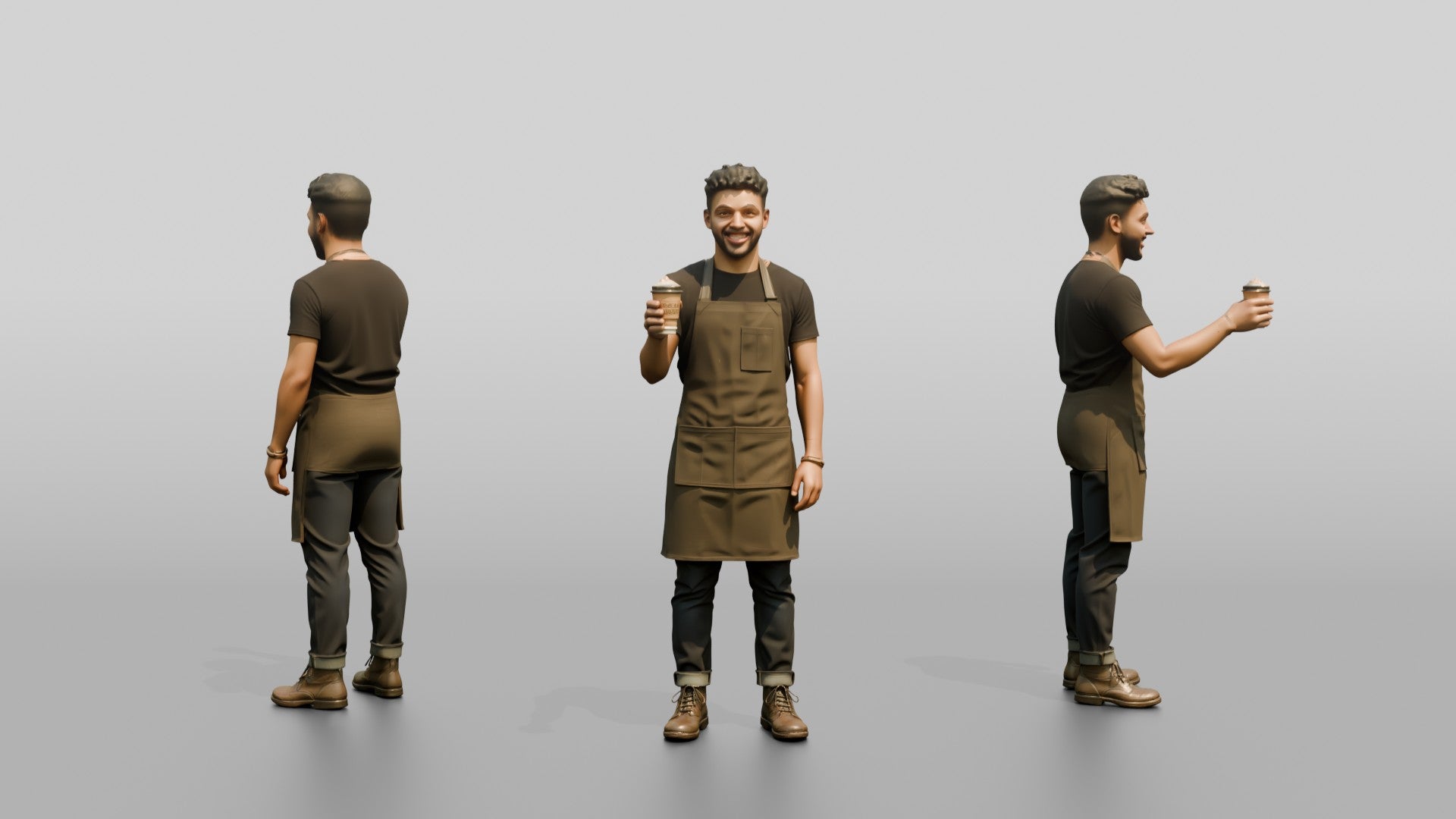 Hispanic Barista Holding Coffee Cup