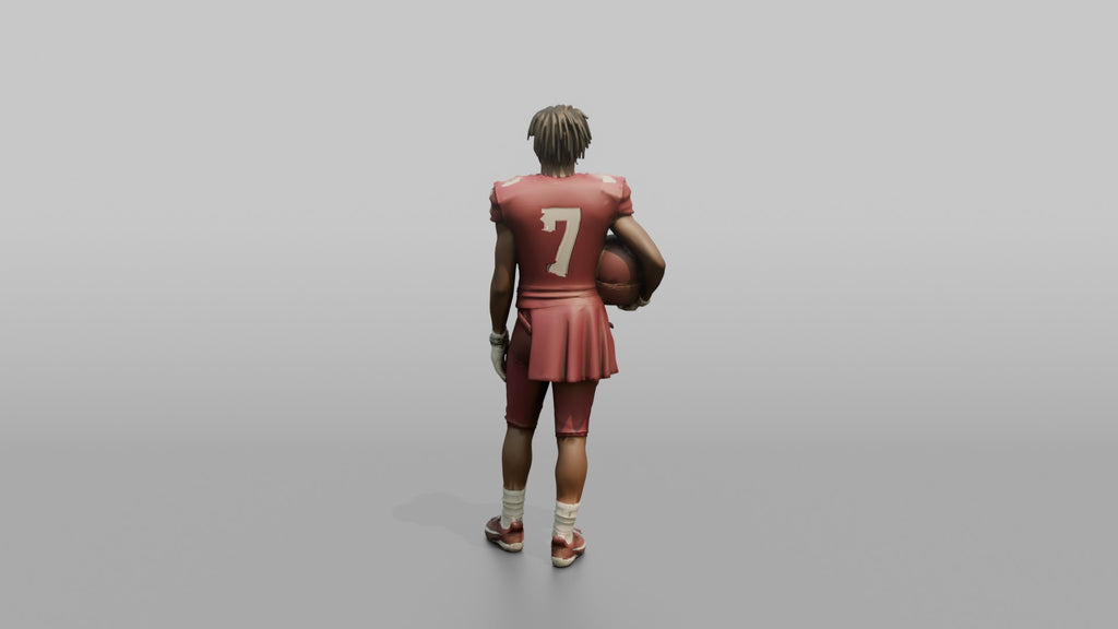 Quarterback Standing with Helmet Under His Arm