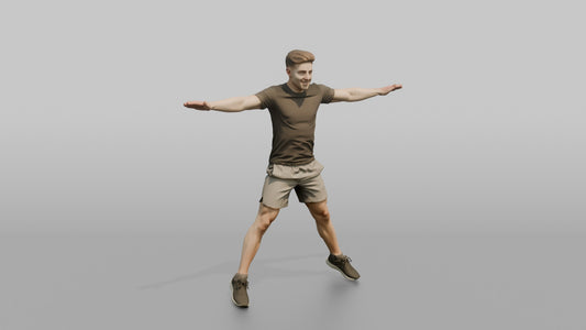 Cardio Athlete Man Mid-jumping-jack, Arms Out To The Sides - 3D character model