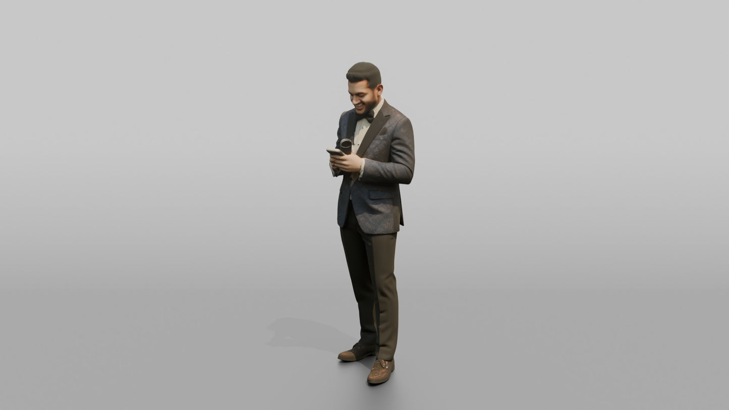 South Asian Wedding Guest Checking His Smartphone