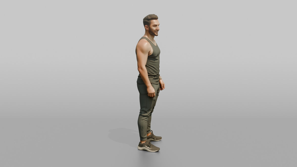 Fitness Influencer Man Standing With A Confident Stance, Hands Loosely At Sides - 3D character model, view 2