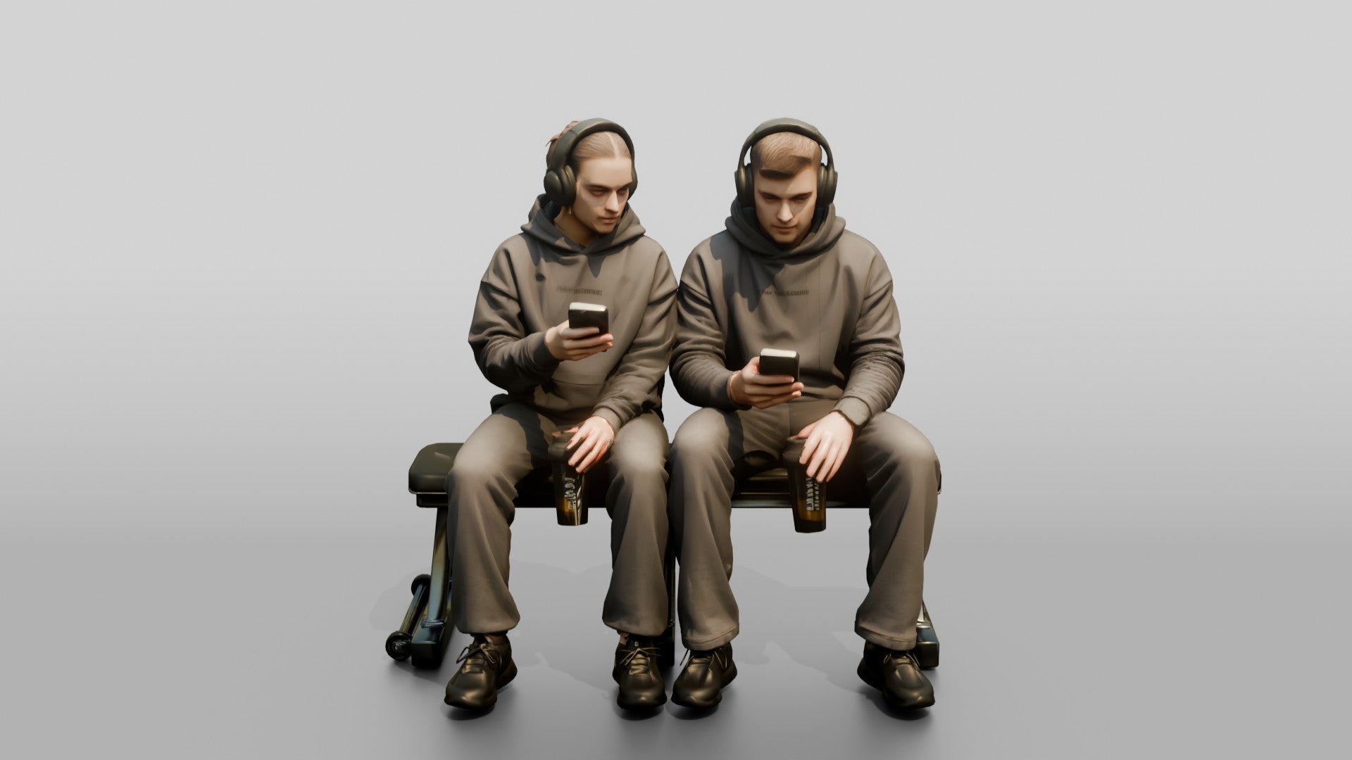 Two Men Sitting on Gym Bench