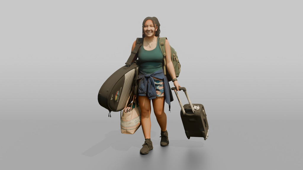 Traveler Carrying A Surfboard Bag