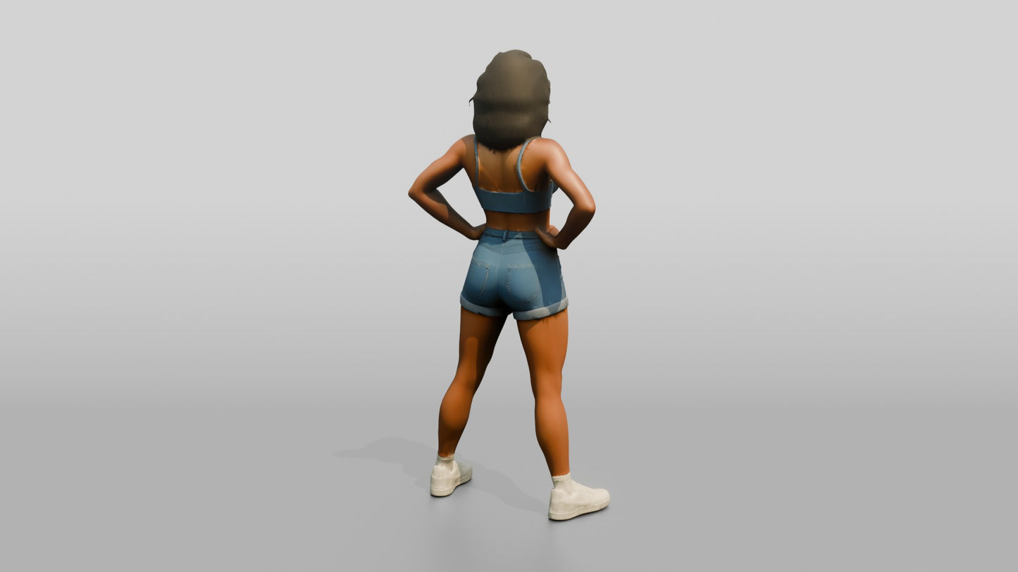 Tattooed Woman in Athletic Power Stance