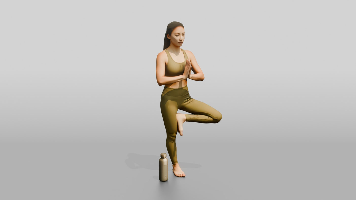 Tree Pose Woman Prayer Hands