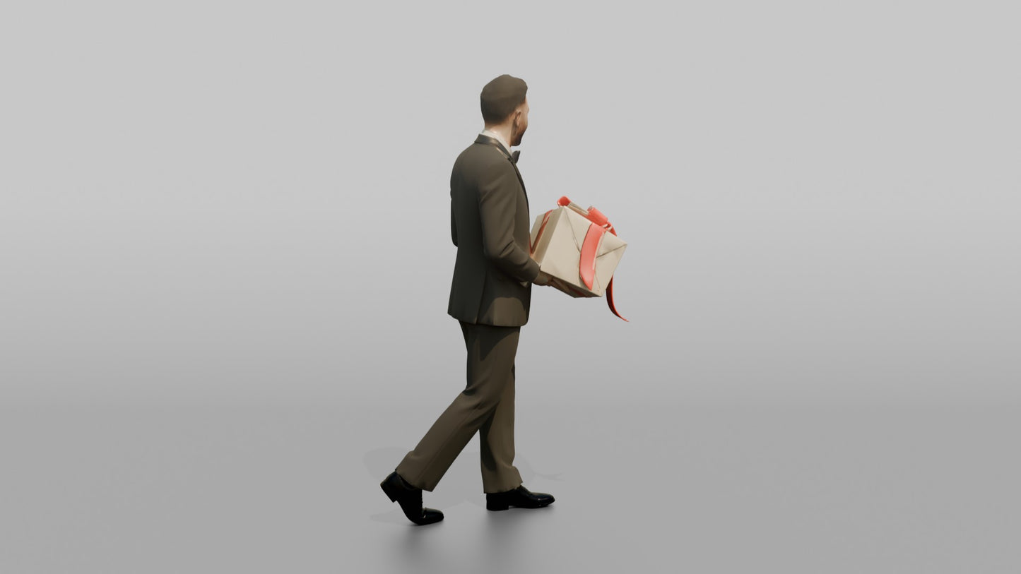 Wedding Guest Carrying a Boxed Gift