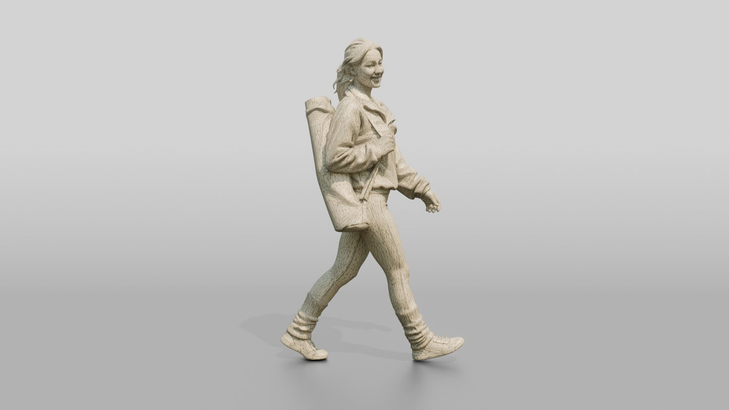 Walking Woman in Fleece with Mat