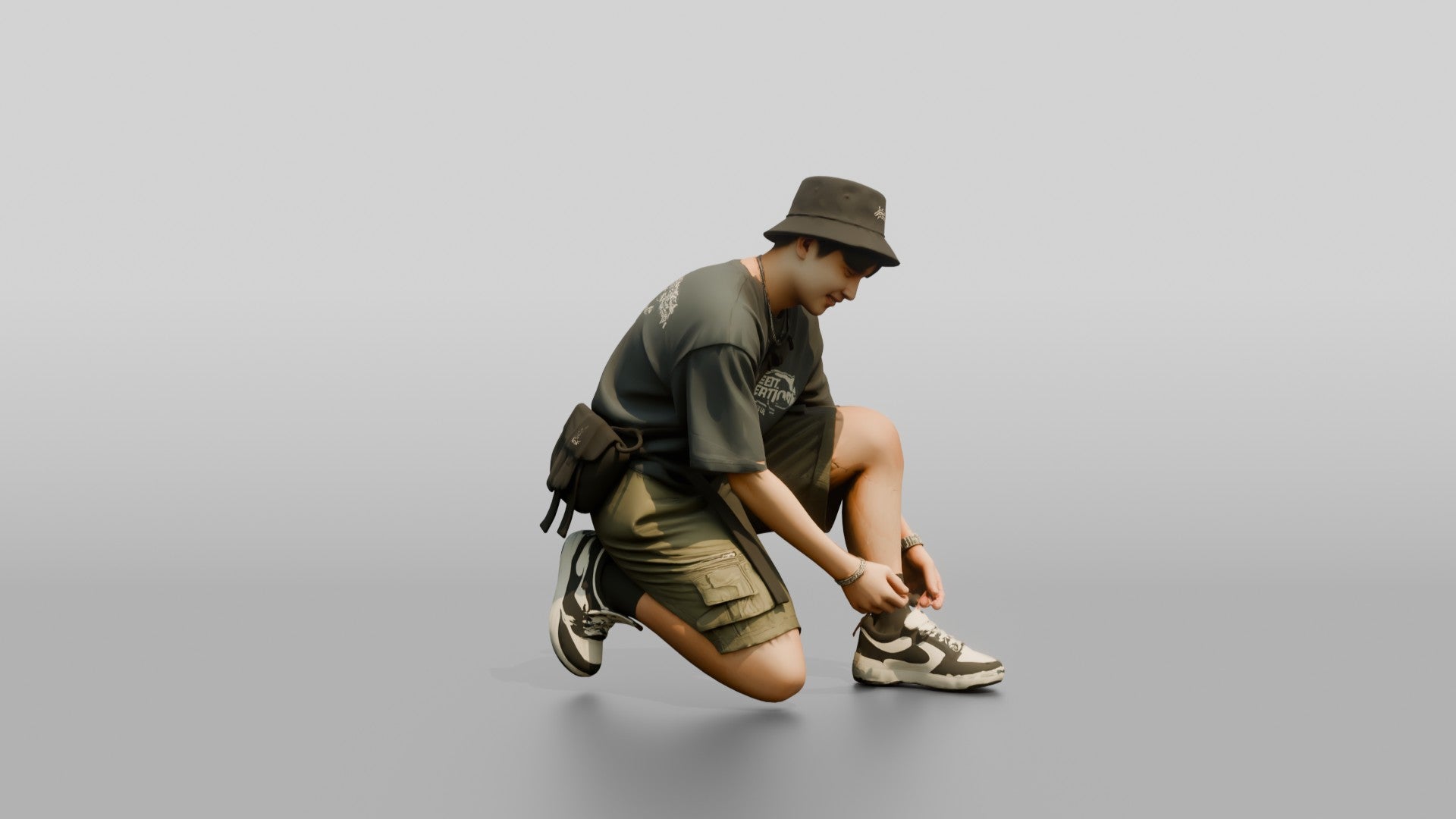 Streetwear Man Tying His Shoelace