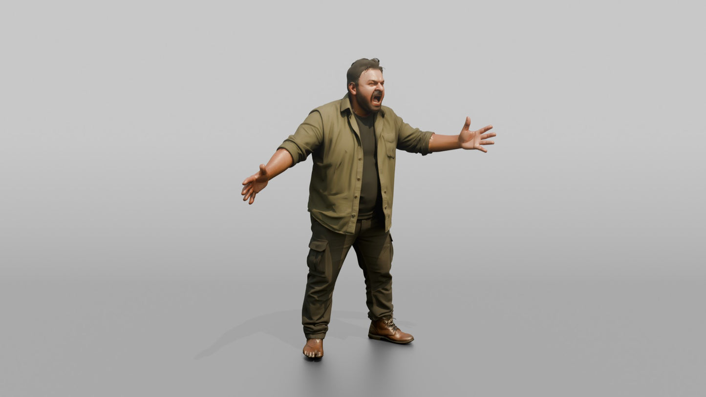 Protester Man Shouting with Arms Outstretched
