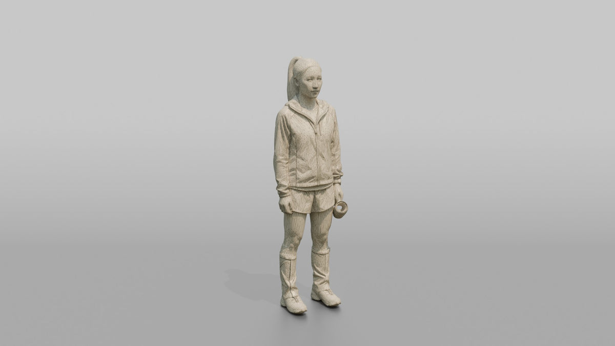 High-Altitude Runner Holding a Water Cup - wireframe topology preview