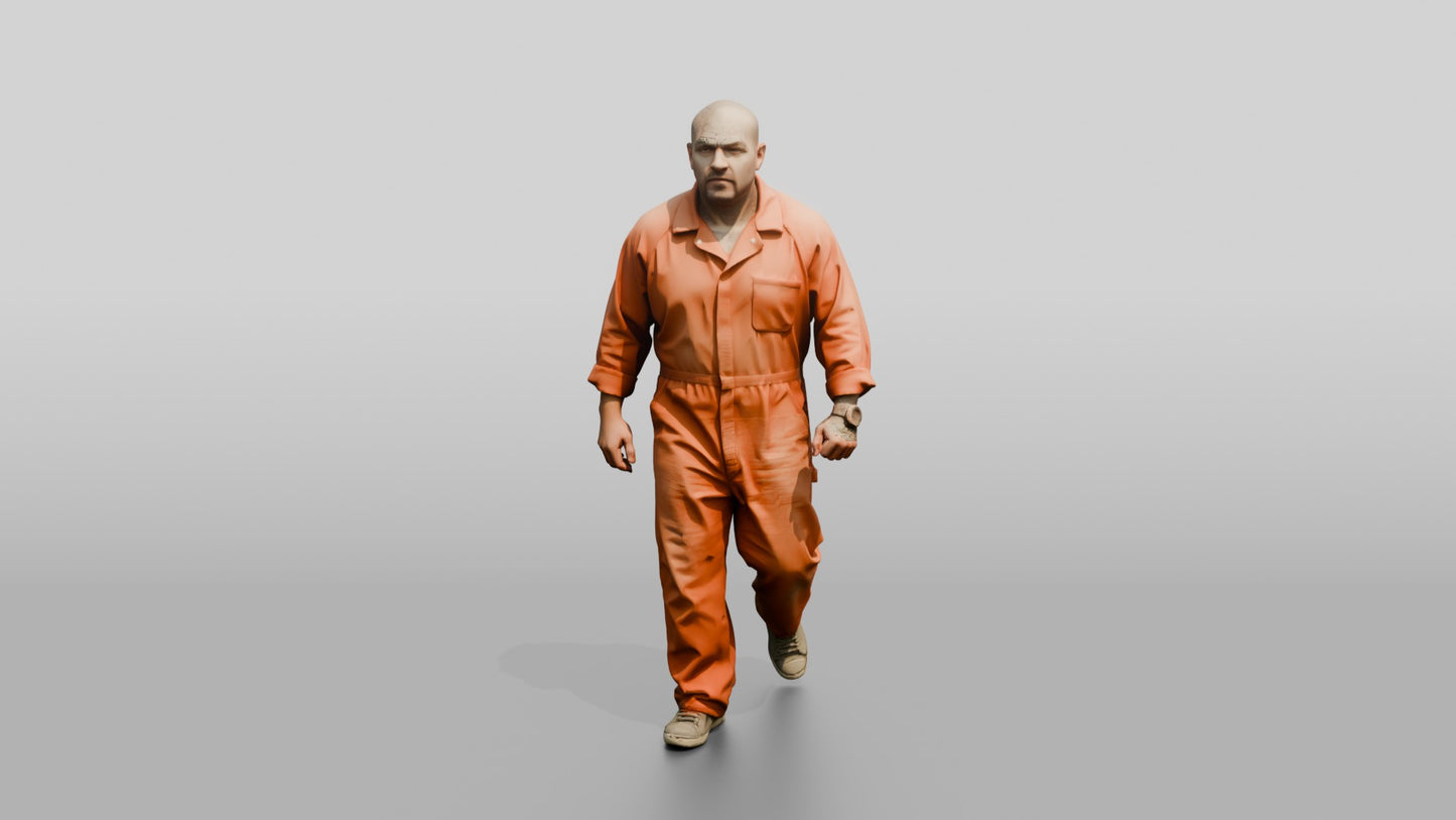 Latino Male Prisoner in an Orange Jumpsuit