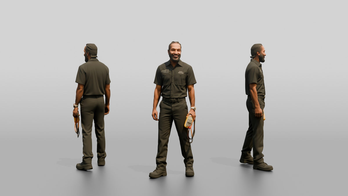 Mechanic Holding a Diagnostic Multimeter - 3D character model