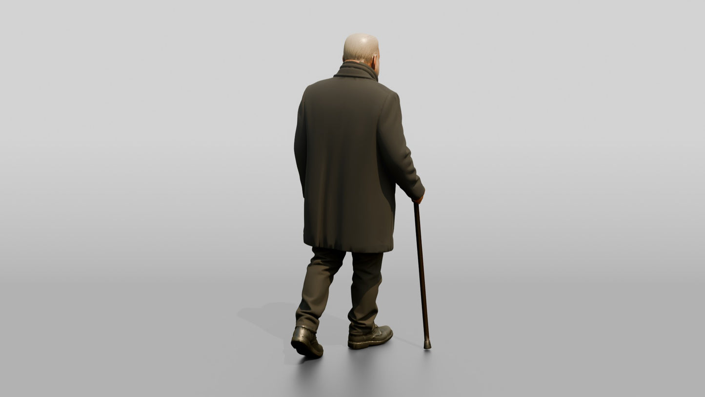 Elderly Middle Eastern Man in Wool Coat