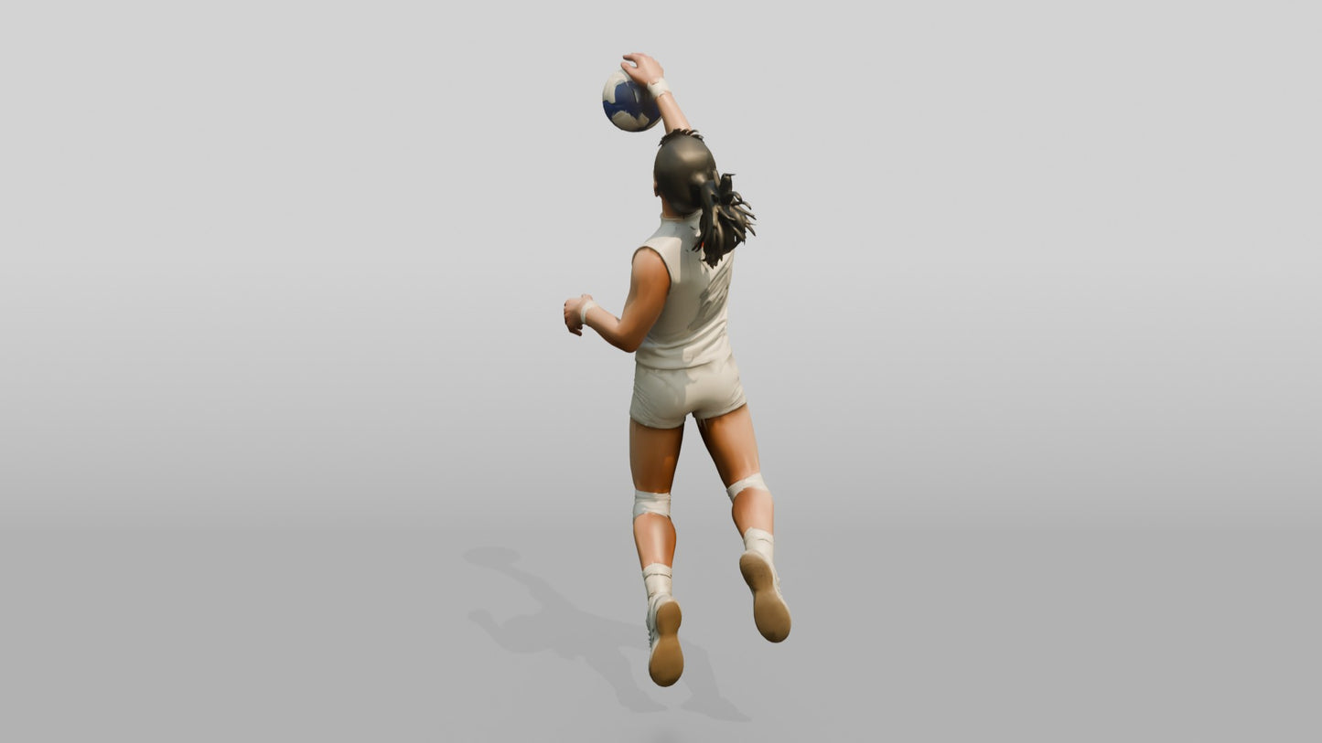 Southeast Asian Female Volleyball Player in All-white Uniform