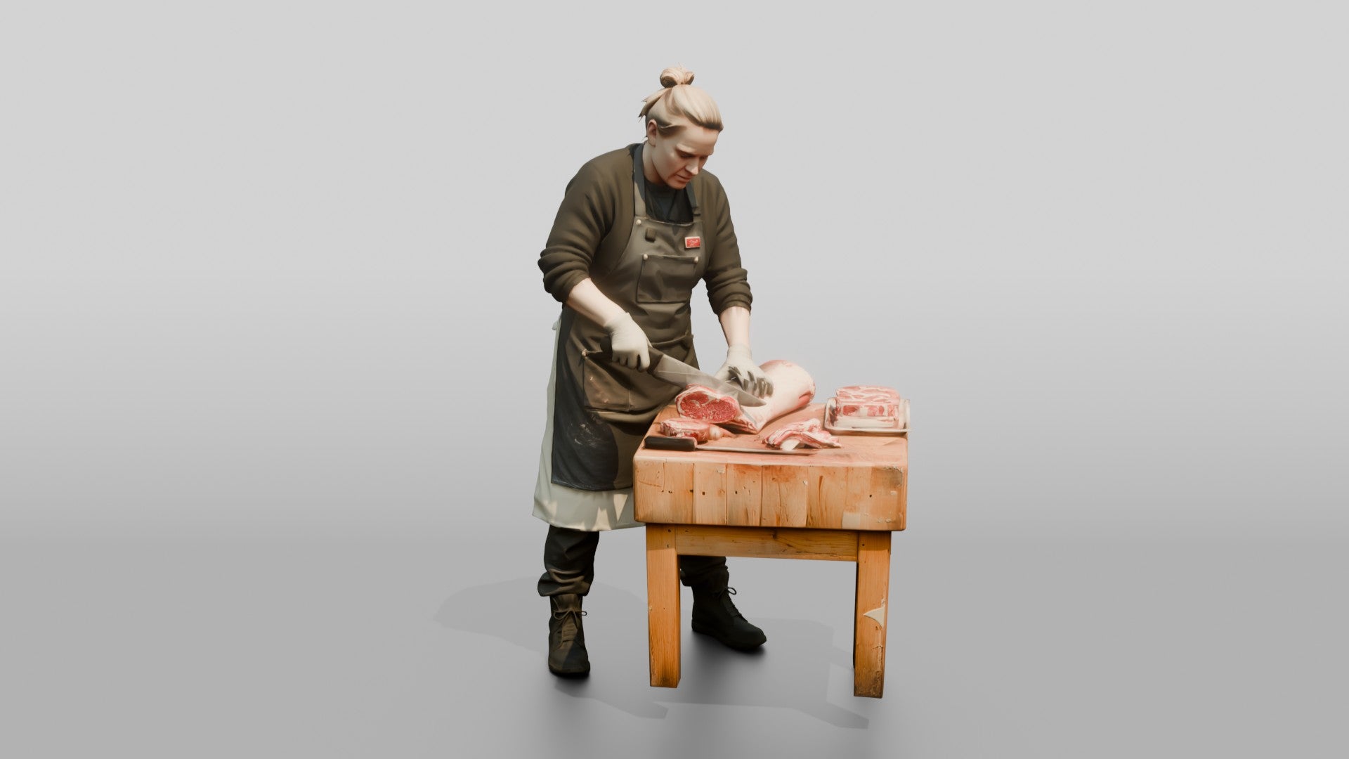 Butcher Cutting Ribeye Steaks