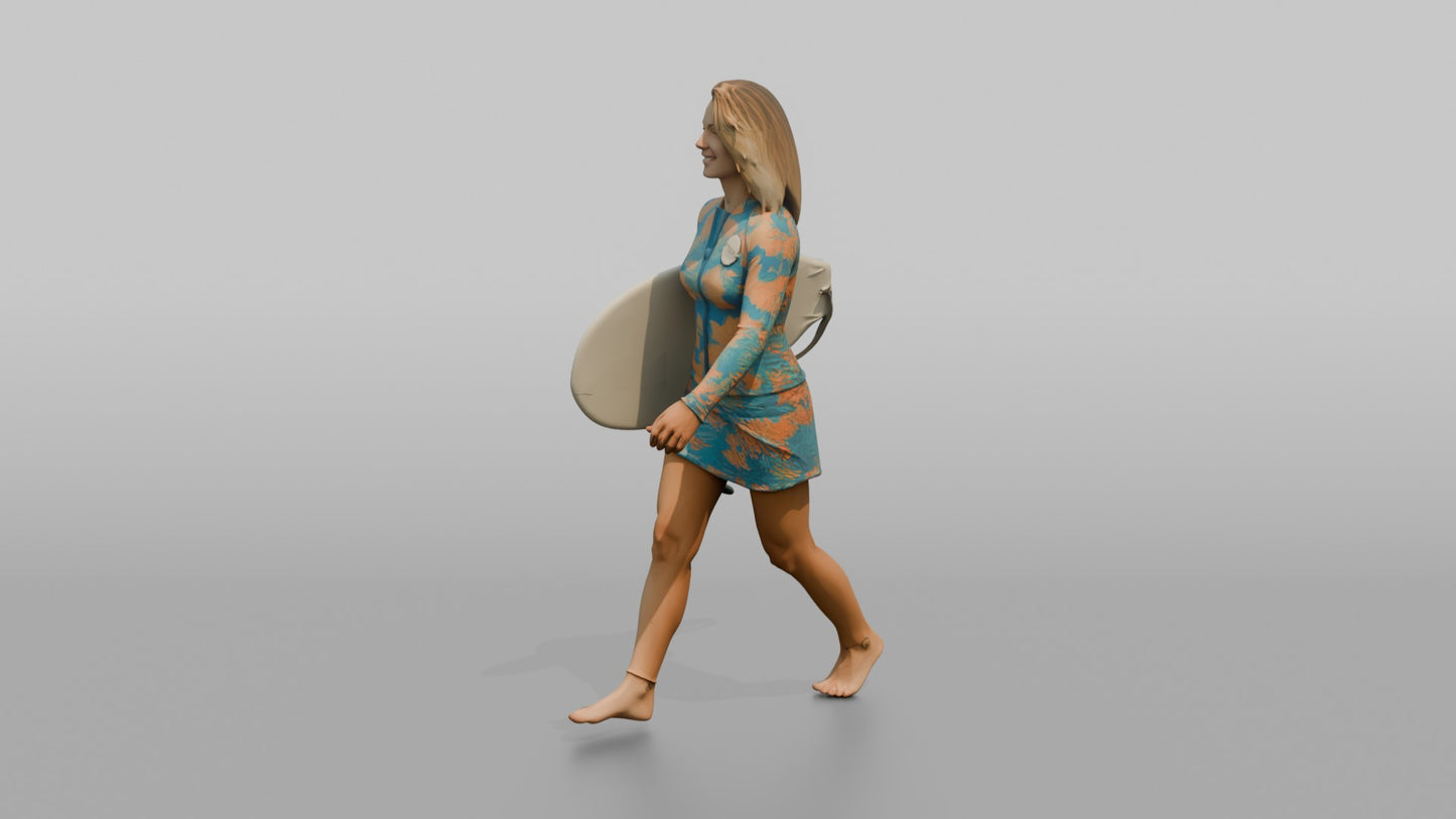 Surfer in Boardshorts and a Surf Top