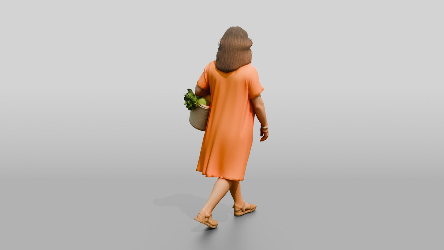 Middle-Aged Curvy Spanish Woman Carrying a Tote Bag
