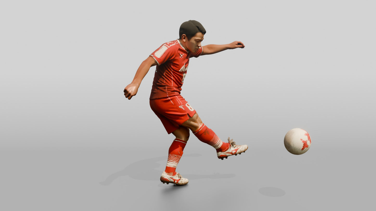 Soccer Player Low Driven Shot