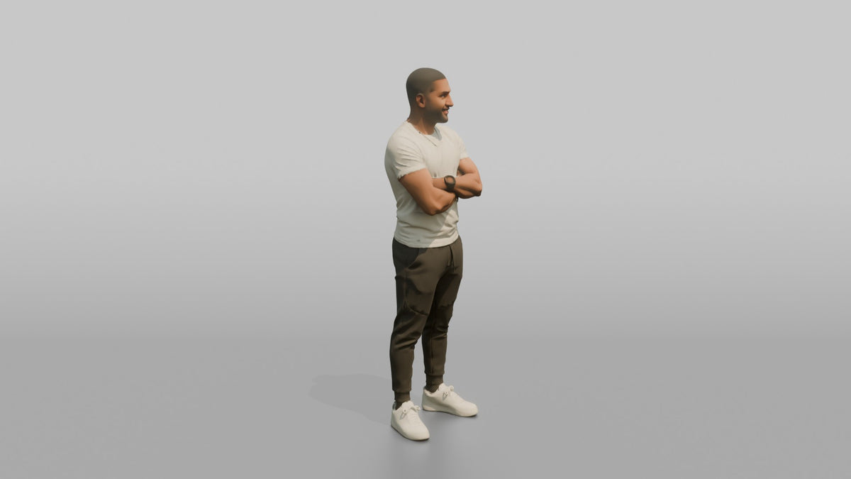 Fitness Influencer Man Standing Confidently With Arms Crossed - 3D character model, view 2