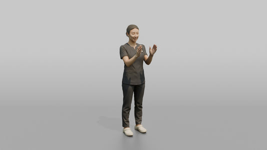Esthetician Man Applying A Face Mask Motion With Both Hands - 3D character model