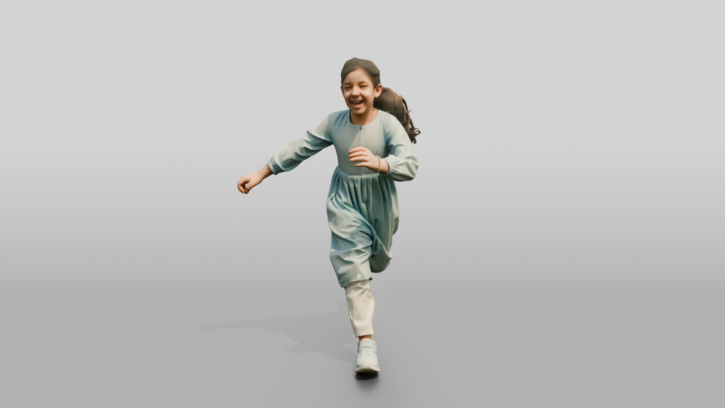 Young Emirati Girl Playing Tag in the Park