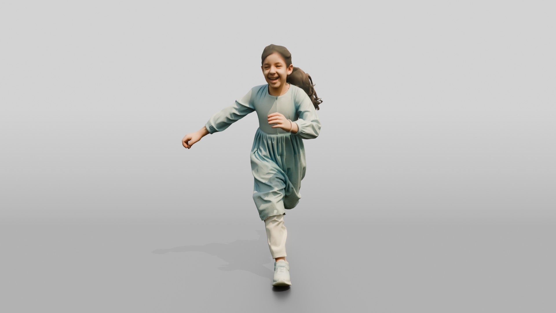Young Emirati Girl Playing Tag in the Park
