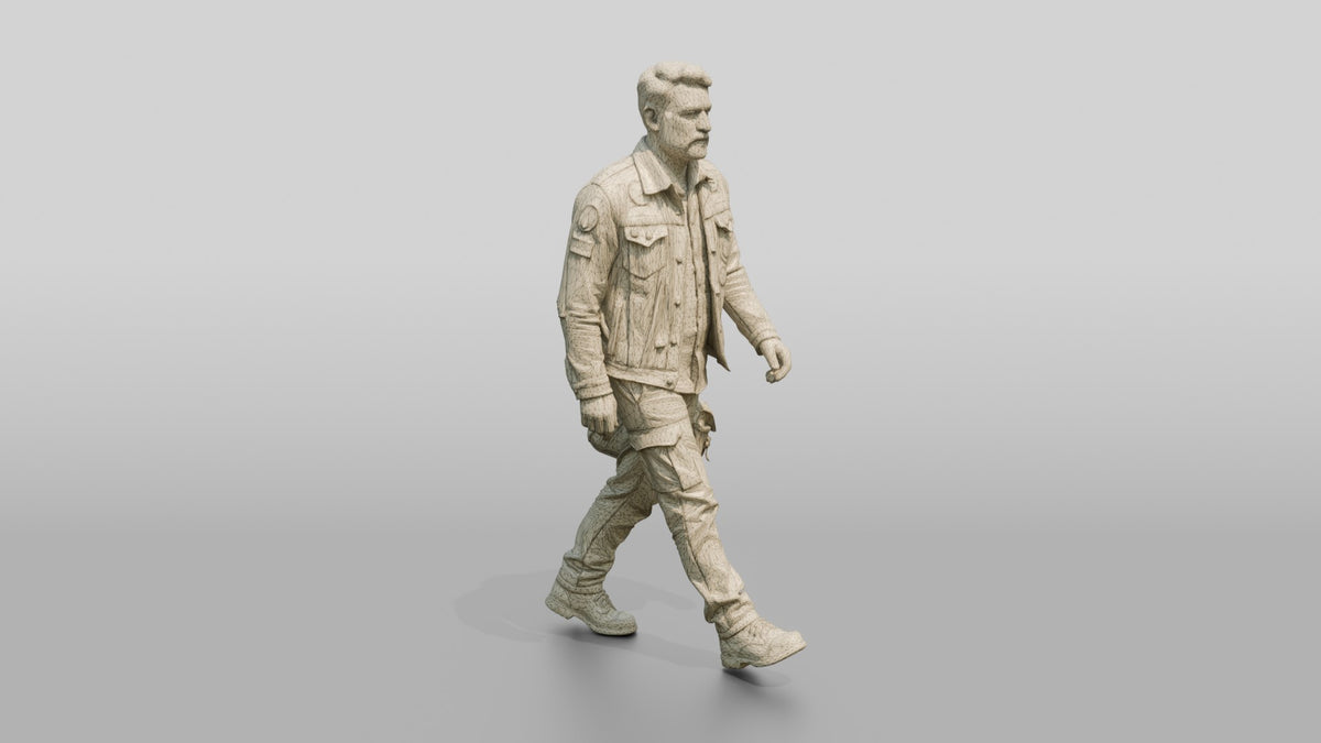 Caucasian Male Walking - wireframe topology preview