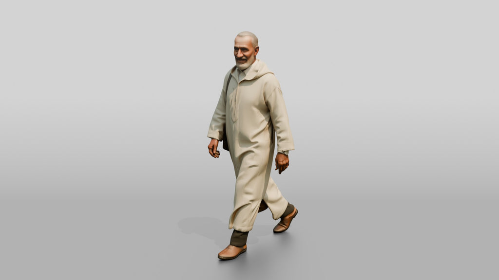 Elderly Tall Moroccan Man in Traditional Jalabiya