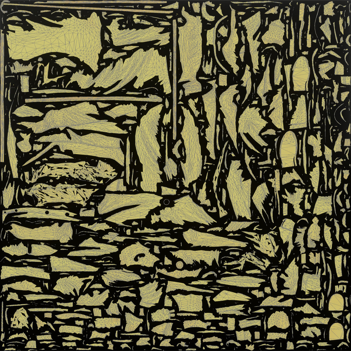Grandfather Leaning On A Wooden Cane With Both Hands - UV layout, metallic roughness map