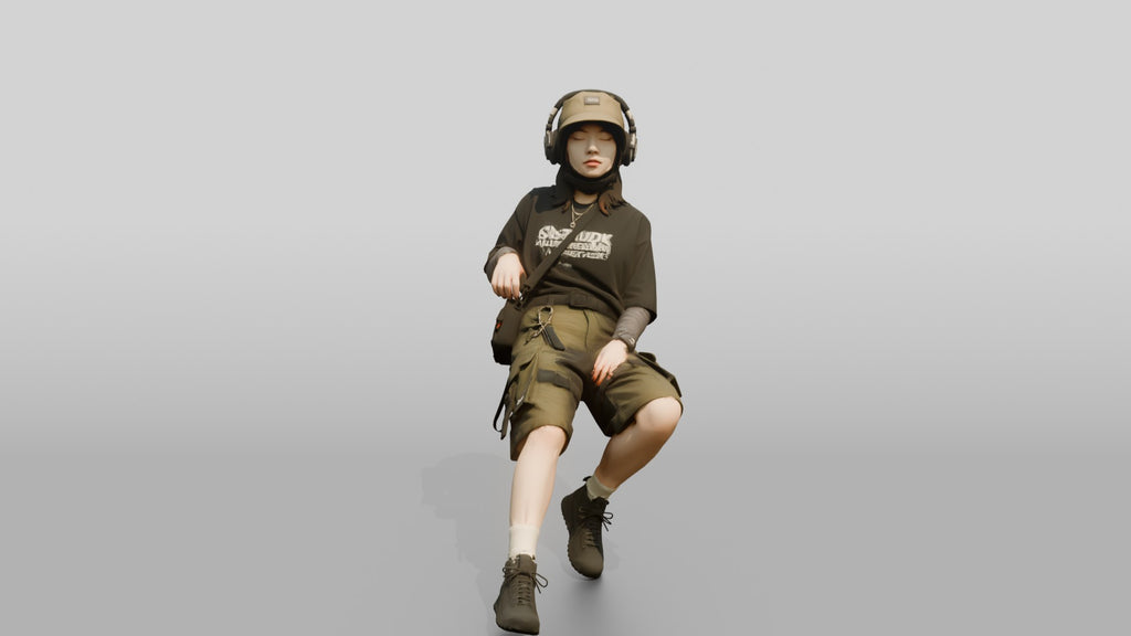 Streetwear Woman Lounging with Headphones