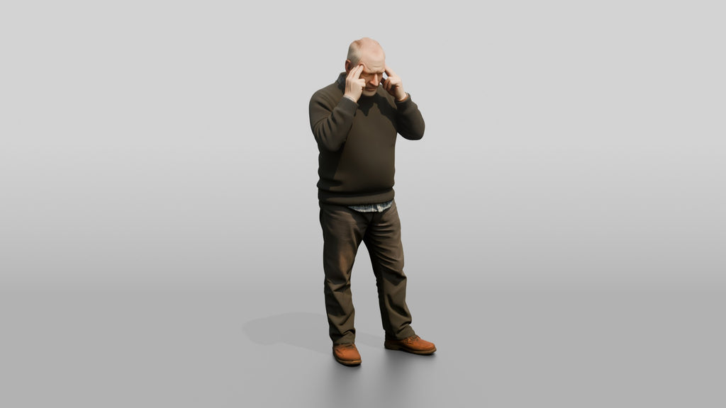 Homeless Man Looking Thoughtful While Rubbing His Temples