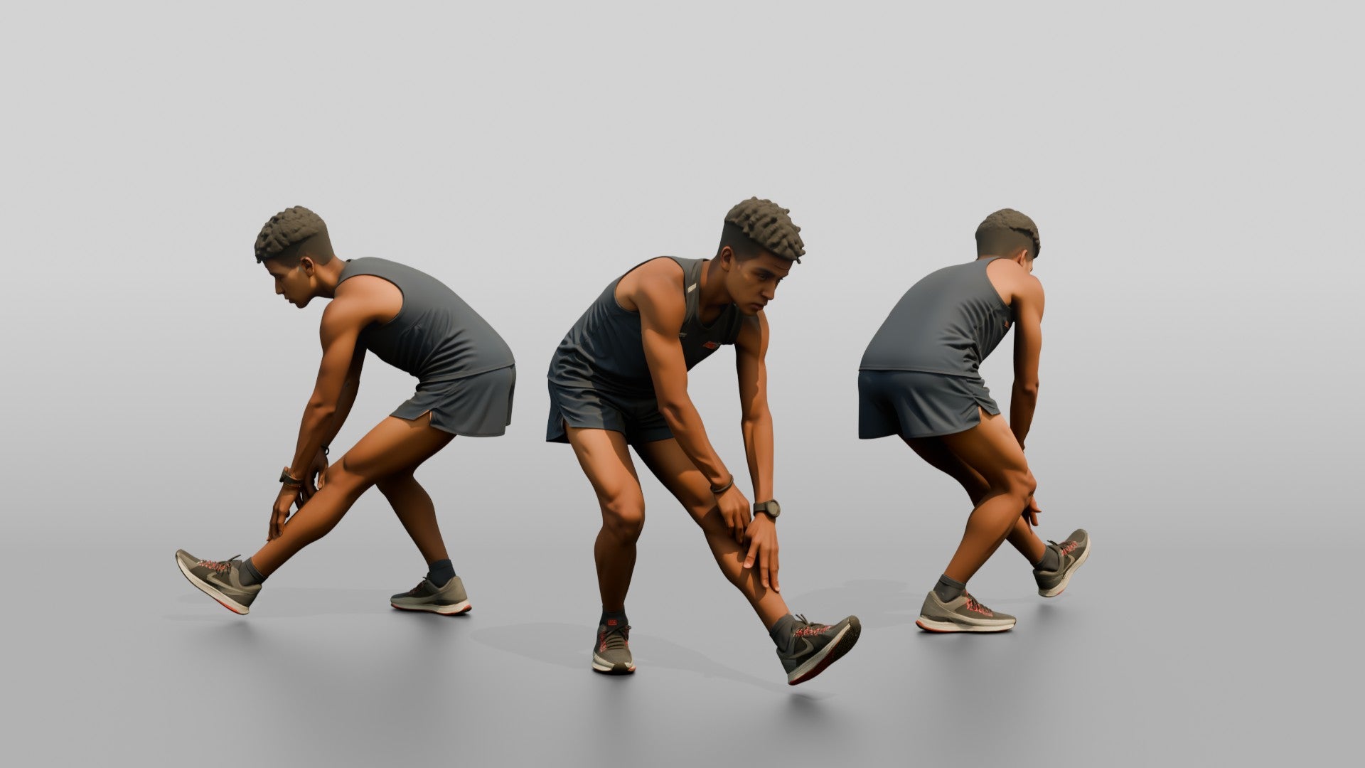 Athletic Young Moroccan Man Stretching Before a Run