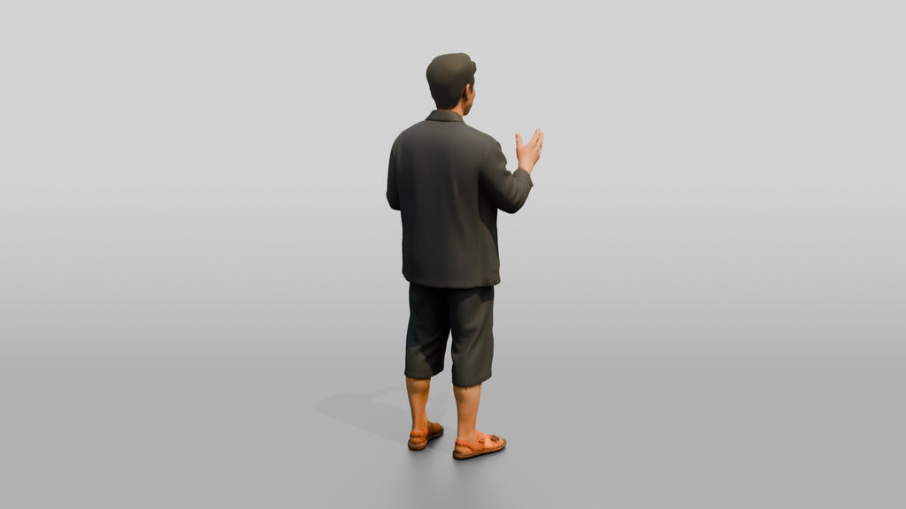 Man Gesturing in Summer Blazer and Shorts