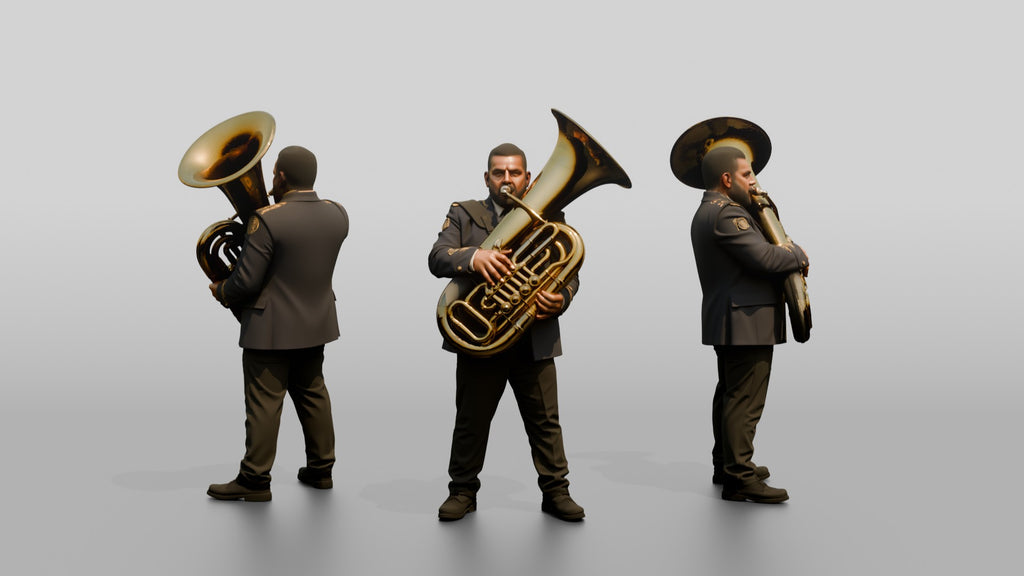 Tubist Carrying Brass Tuba