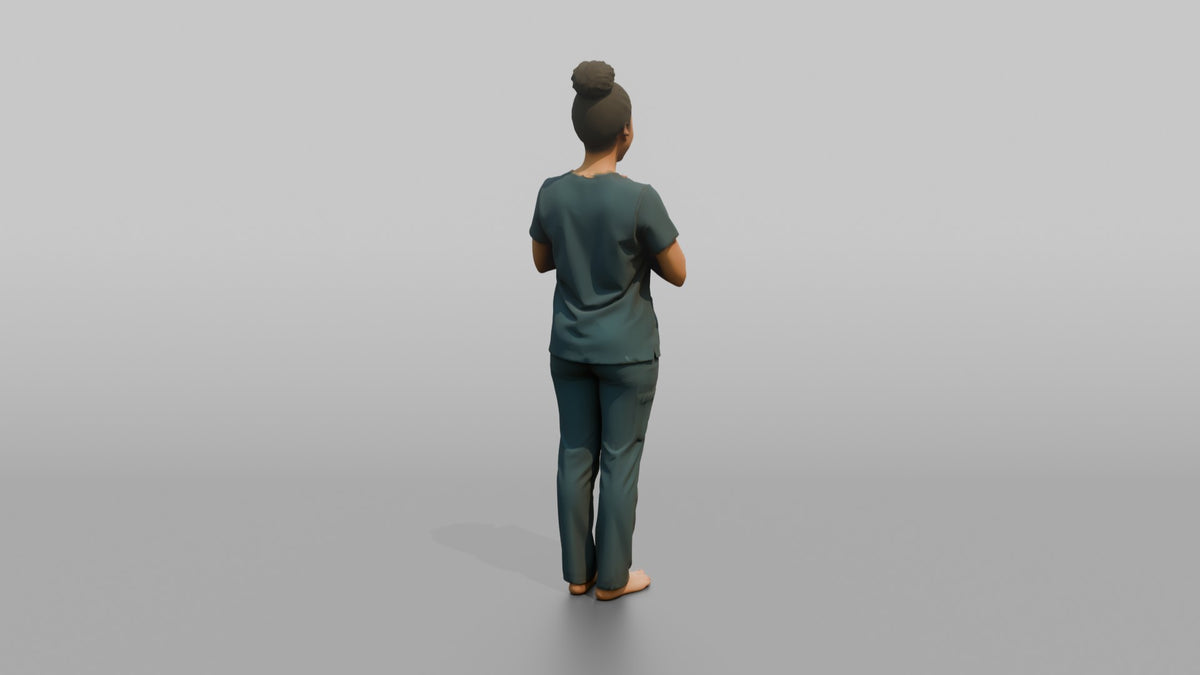 Massage Therapist Man Pressing Palms Together In A Welcoming Gesture - 3D character model, view 3