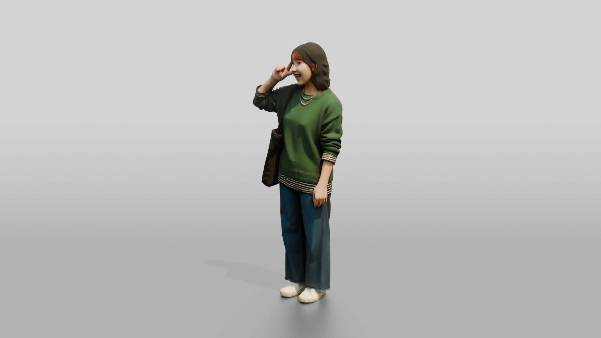 Asian Woman Making a Peace Sign