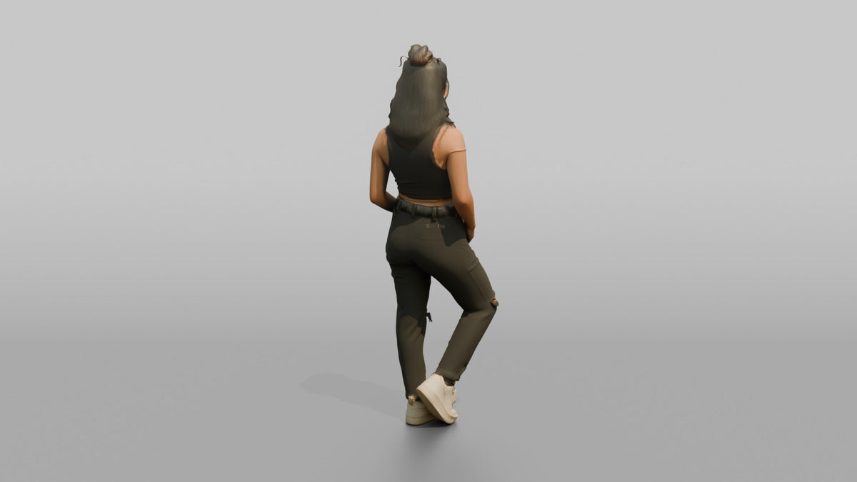 Patron Woman Wearing Layered Colorful Chains, Urban Nightlife Stance - 3D character model, view 3