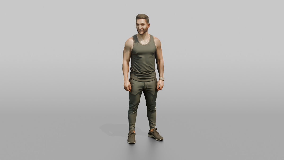 Fitness Influencer Man Standing With A Confident Stance, Hands Loosely At Sides - 3D character model, view 5