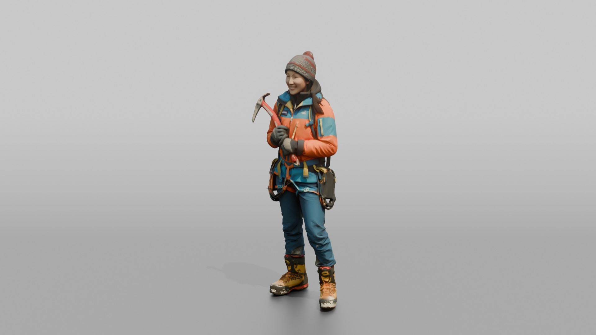 Alpine Climber Holding an Ice Axe